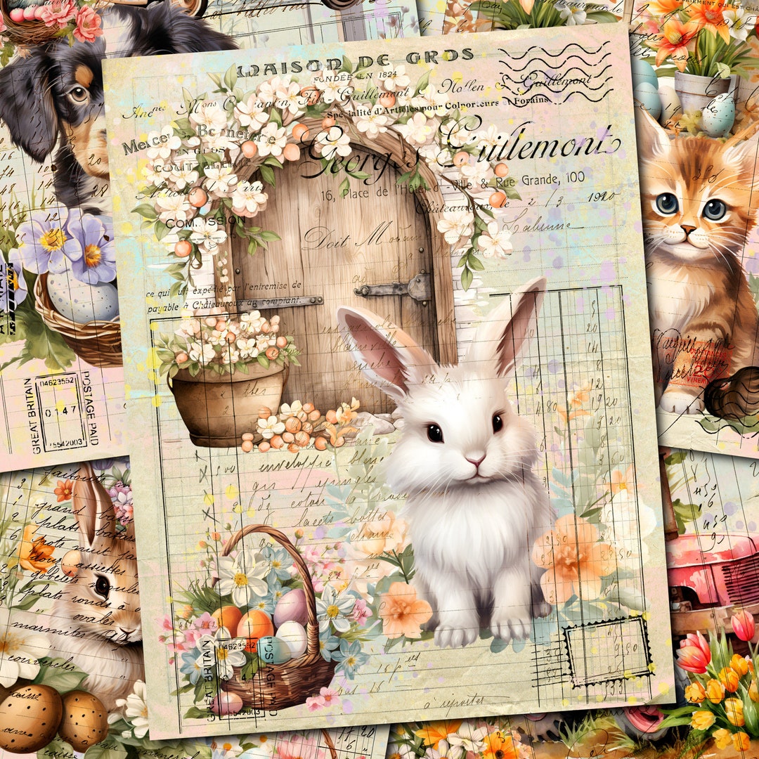 Spring Easter Collage Spring Easter Collage Ephemera, Easter Bunny, Easter Ephemera, Junk ...