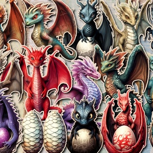Dragon Fussy Cuts: Junk Journal Printable Stickers (Digital Download)