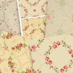 DIGITAL Antique Wallpaper Junk Journal Kit – Vintage Paper Patterns Set - FA131