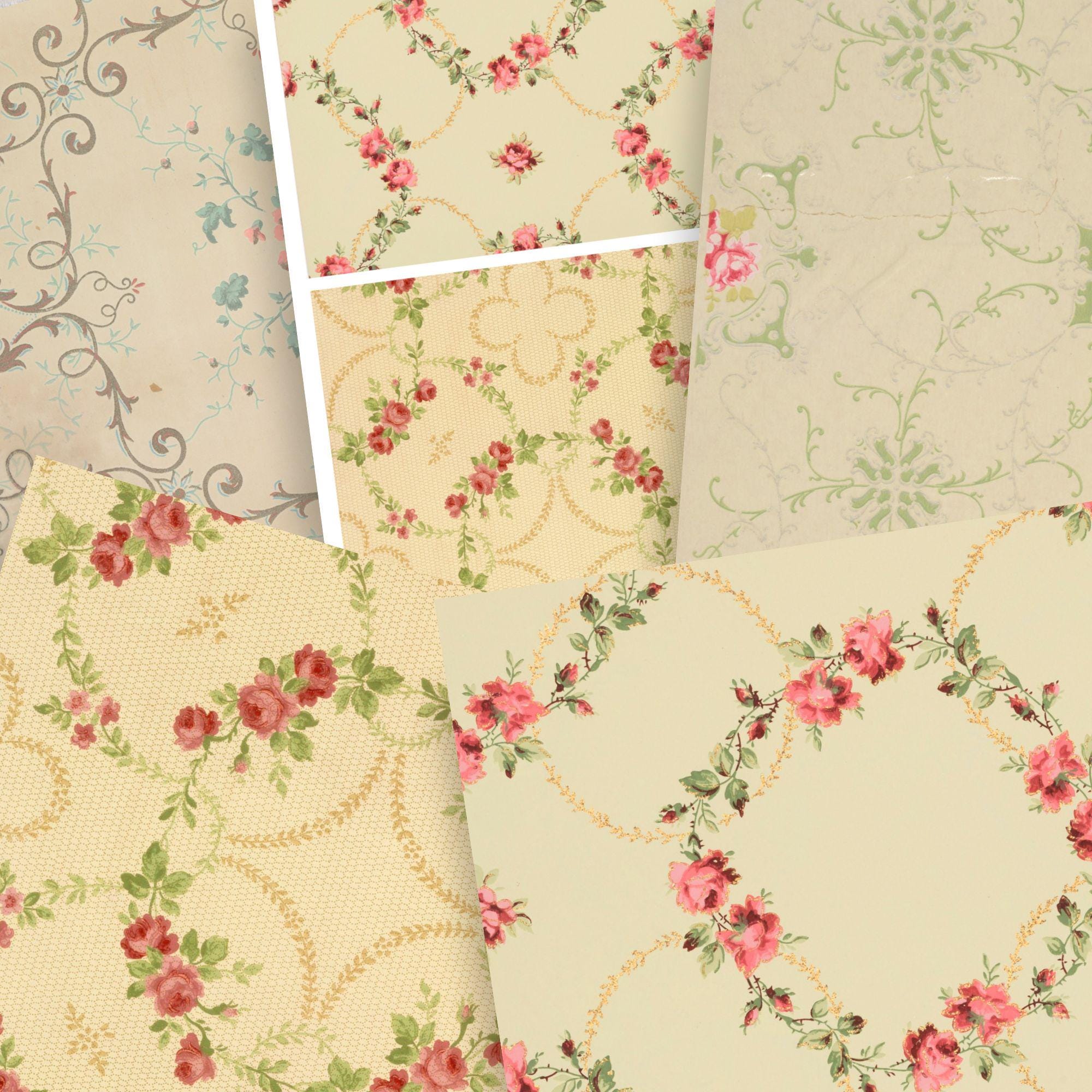 デジタルアンティーク壁紙ジャンクジャーナルキット - ヴィンテージ