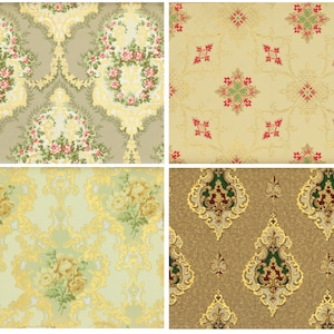 Vintage Wallpaper Junk Journal Kit: Antique Floral Designs (Digital Download)