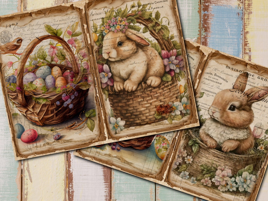 Vintage Easter Bunny Junk Journal Pages, Ephemera Kit (digital Download ...