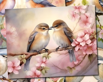 Whimsical Birds Junk Journal Papers (digitale download)