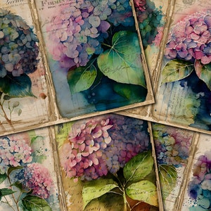 Journal indésirable imprimable, hortensia, pages de journal vintage, journal indésirable fleur, kit vintage digi Journal indésirable, journal imprimable vintage