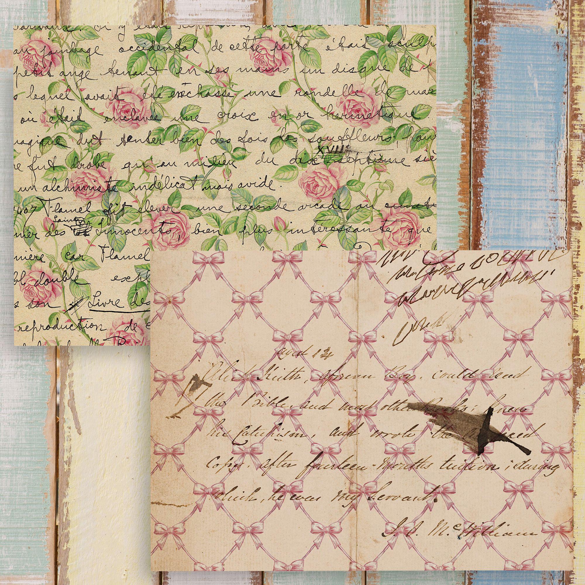 Pastel Pink Rose Shabby Chic Digital Paper: Junk Journal Scrapbook ...
