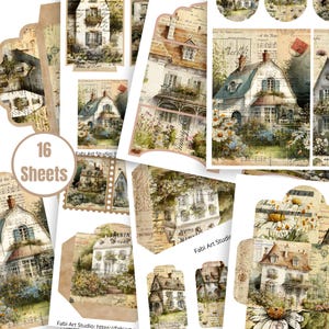 Daisy French House Junk Journal Add-On Kit II – 16 bedrukbare vellen met enveloppen, zakjes, tags, kaarten en cirkels - FA215
