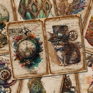 Diário de sucata para impressão, Steampunk, páginas de diário vintage, diário de sucata Steampunk, kit digital de diário de sucata, diário vintage para impressão