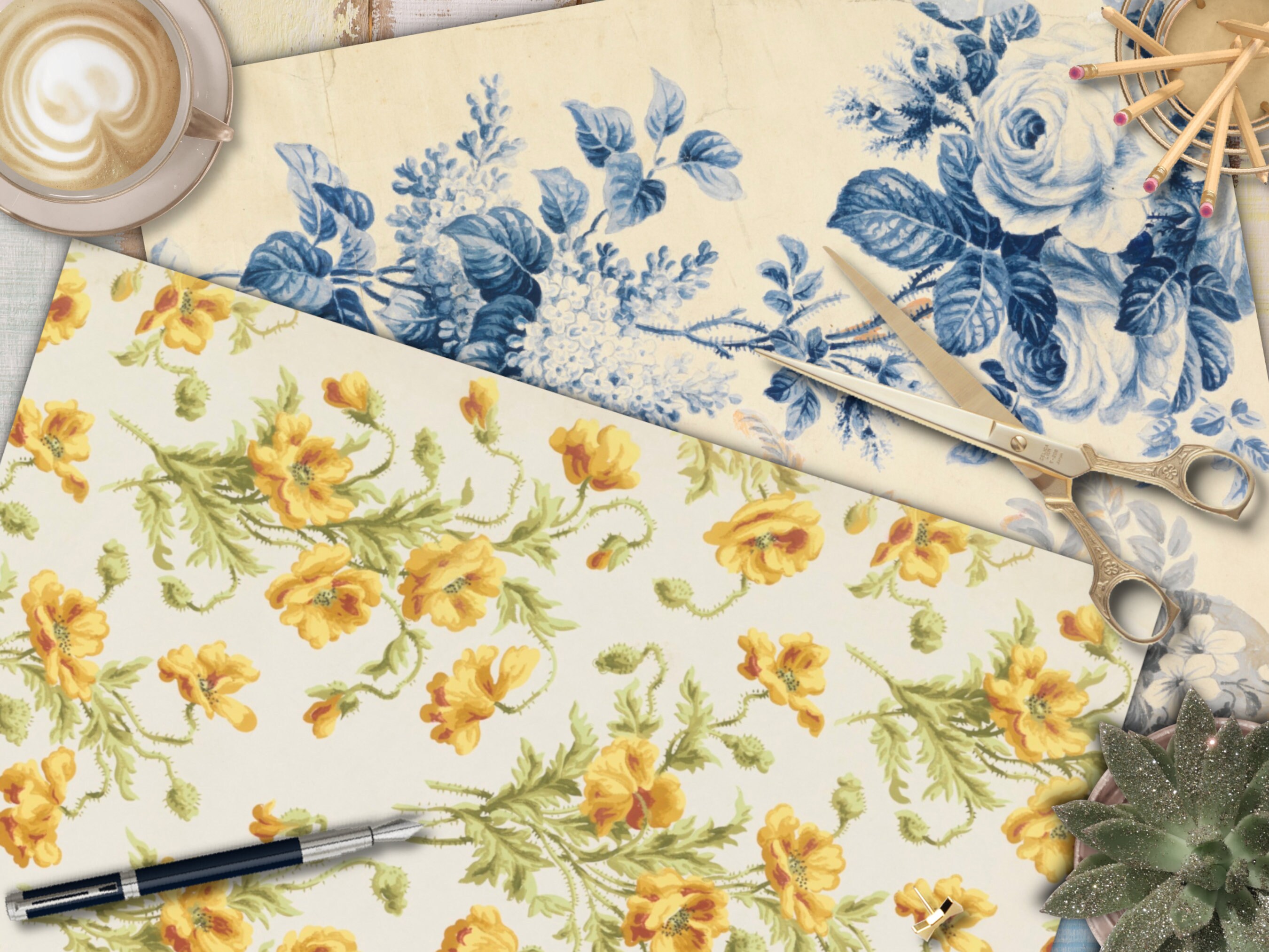 Junk Journal Digi Kit Antique Wallpaper Printables Digital - Etsy