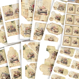 Journal indésirable imprimable, kit éphémères pour journal indésirable, kit de complément de livres, embellissements, cartes, enveloppe, étiquettes éphémères, tags - lot de 3