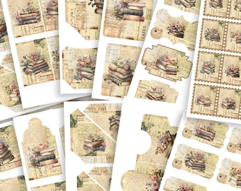 Book Junk Journal Ephemera Kit 3: Vintage Style Embellishments (Digital Download)