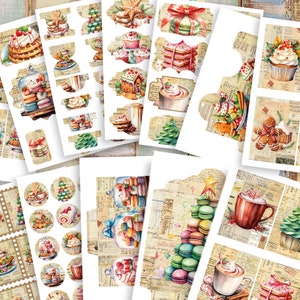 Christmas Dessert Ephemera Kit: Vintage Journaling Cards (Digital Download) - FA268