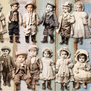 Crianças Fussy Cut, Junk Journal Kit, Junk Journal para impressão, Vintage, Criança vitoriana, Junk Journal Digi Kit, Download digital