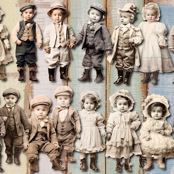 Junk Journal Printable, Vintage Children Fussy Cut, Victorian Children Fussy Cut , Junk Journal Digi Kit, Digital Download