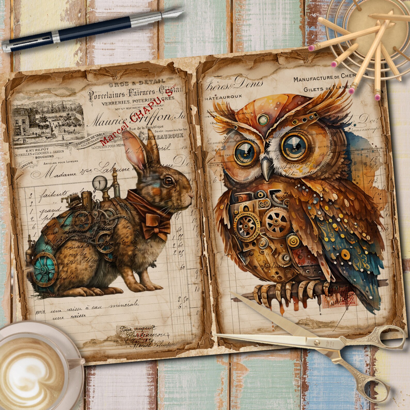 DIGITAL Steampunk Animal Journal Kit – Vintage Printable Pages - Etsy