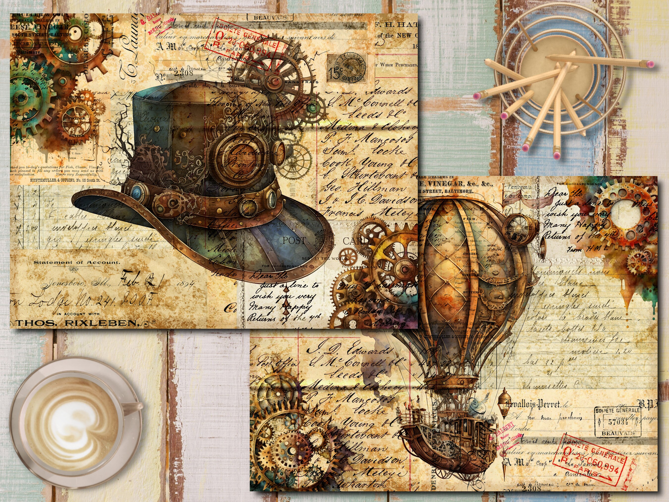 Vintage Steampunk Junk Journal Kit: Printable Collage Pages (digital ...