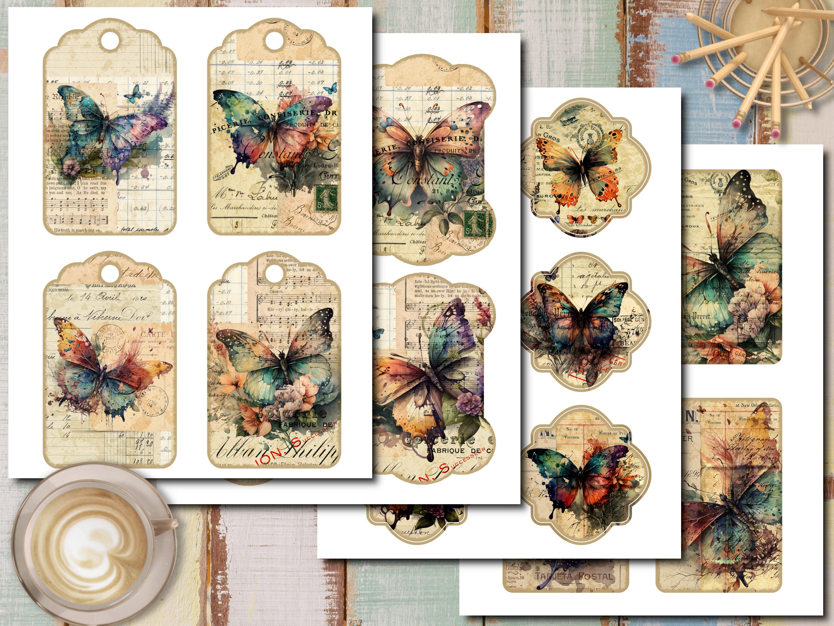Butterfly Junk Journal Ephemera ADDON Kit: Vintage Printable Pages ...