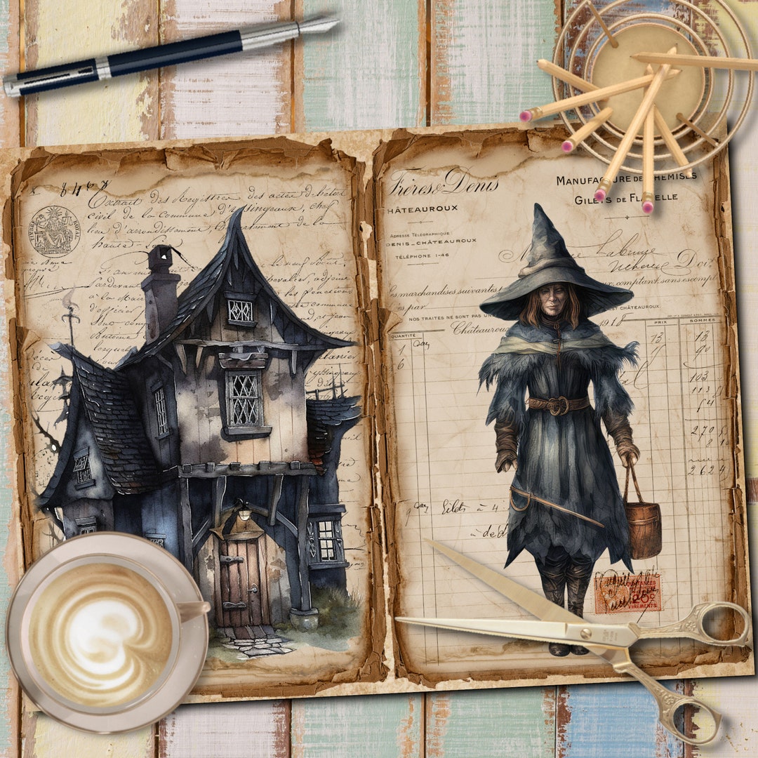 Dark Witch Junk Journal Kit: Vintage Printable Pages (digital Download ...