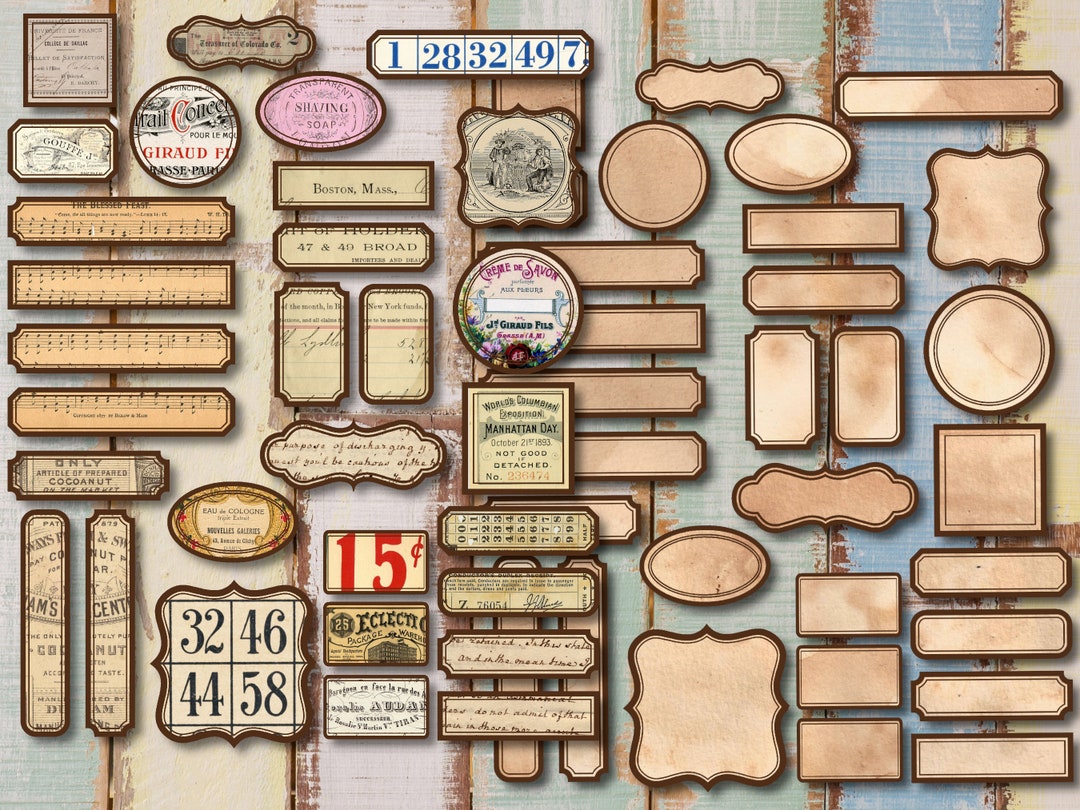 Vintage Ephemera Tags: Junk Journal Printable Collage Sheet (digital ...