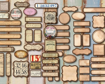 Vintage Ephemera Tags: Junk Journal Printable Collage Sheet (Digital Download)