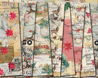 Vintage Christmas Ephemera Paper Pack, Junk Journal Digi Kit (Digital Download)