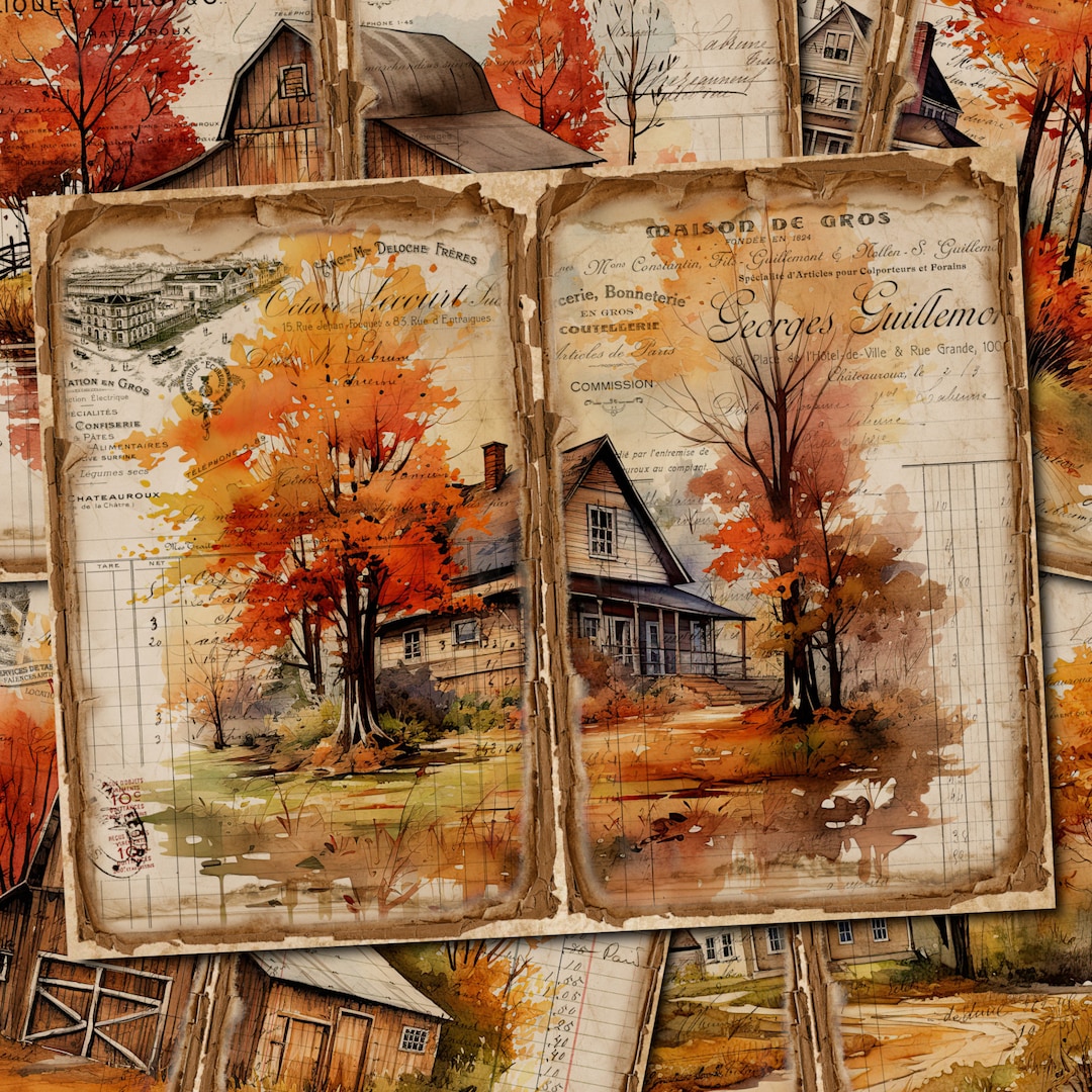Fall Junk Journal Printable Kit 5: Autumn Vintage Double Pages (digital ...