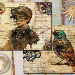 Steampunk Junk Journal Kit: Vintage Collage Papers (digital Download ...