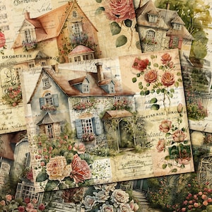 Junk Journal Printable, French House, Vintage Journal Papers, Roses Junk Journal, Cottagecore Junk Journal Digi Kit, Printable Journal