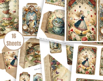 Alice in Wonderland Junk Journal Add-On Kit 2 | Printable Ephemera for Journals & Scrapbooks - FA351