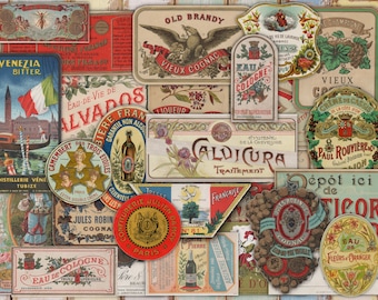 Französische Vintage Etiketten: Junk Journal Ephemera Kit (Digital Download)
