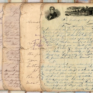 Kit de diario basura, kit digital de diario basura, cartas antiguas, escritura vintage, antigüedades, efímeras, textura de papel antiguo, diarios basura, álbum de recortes,