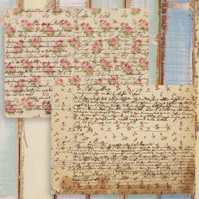 Shabby Chic Rose Digital Paper: Vintage Floral Scrapbook Backgrounds ...