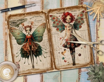 Fairy Junk Journal Pages: Vintage Ephemera Digi Kit (Digital Download)