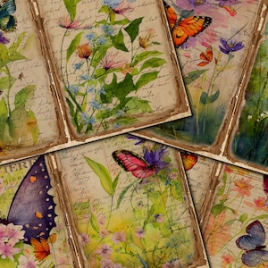 DIGITAL Watercolor Wildflowers Junk Journal Kit – Printable Pages - FA121