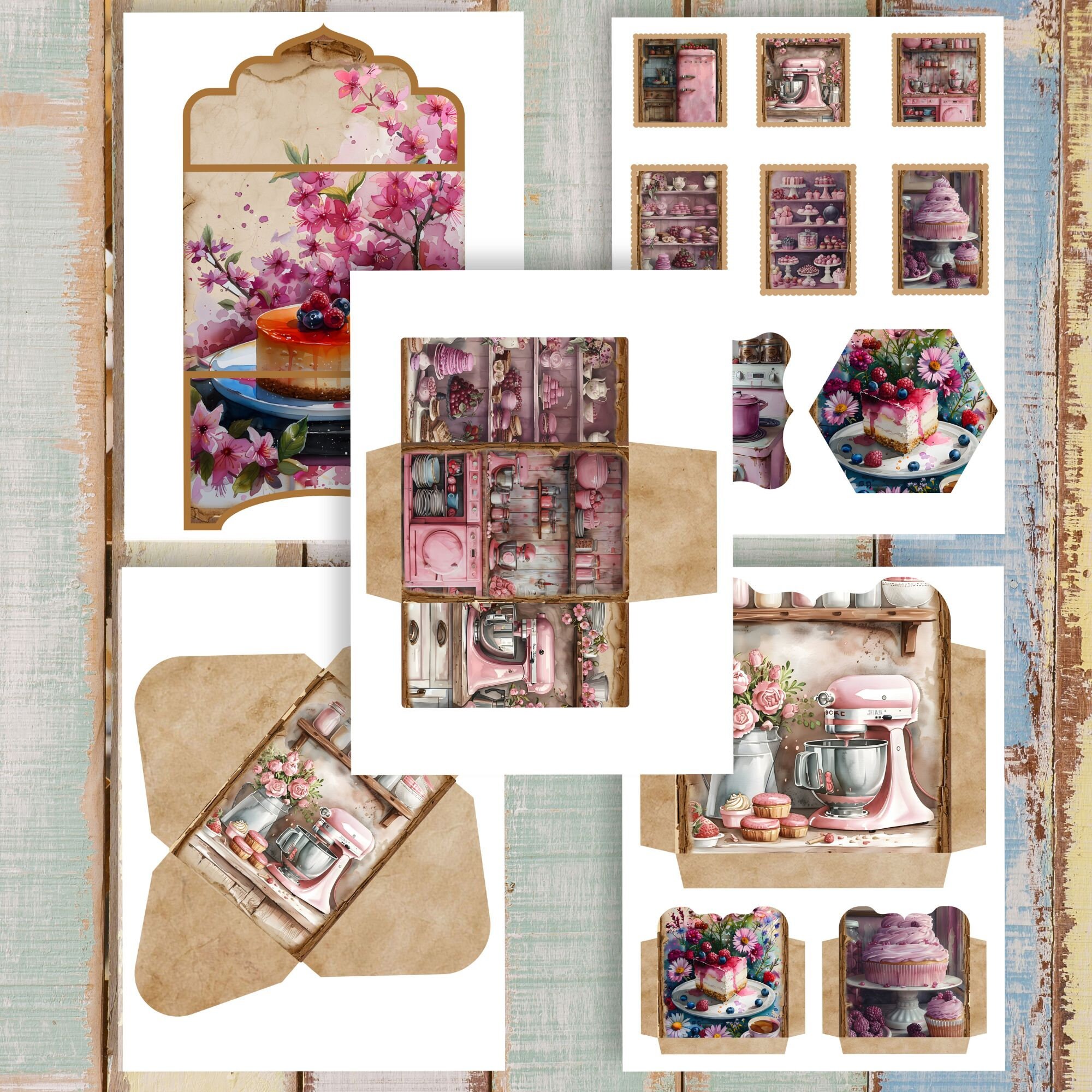 Shabby Chic Pink Kitchen Junk Journal Kit: Vintage Ephemera (digital ...