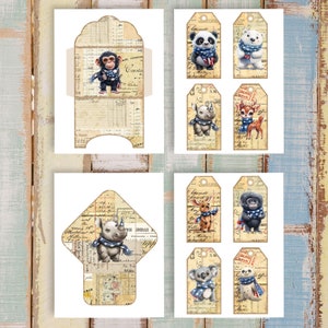 Tier 4.Juli Junk Journal Ephemera Kit, Vintage Journal, Digi Kit, Karte, Umschläge, Kreise, Etiketten, Journal Tags, Download