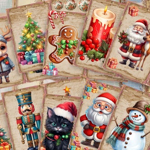 Diário de sucata para impressão, Natal, Papai Noel, Boneco de neve, Quebra-nozes, Rena, Gato, Páginas de diário vintage, Kit digital de diário de sucata