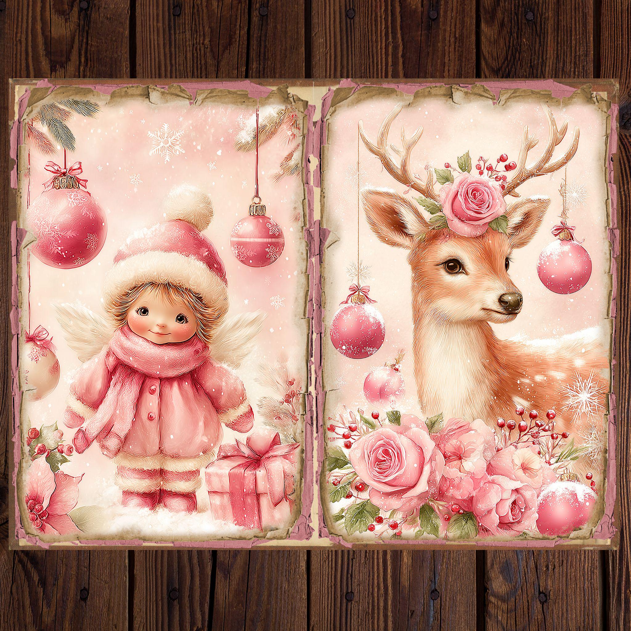 Shabby Pink Christmas Junk Journal Kit – Vintage Printable Pages ...
