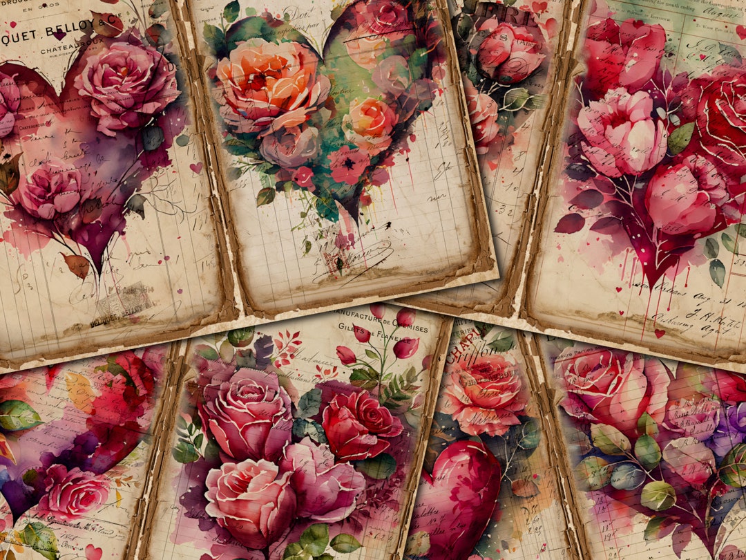 DIGITAL Vintage Rose Junk Journal Kit – Printable Floral Pages - Etsy