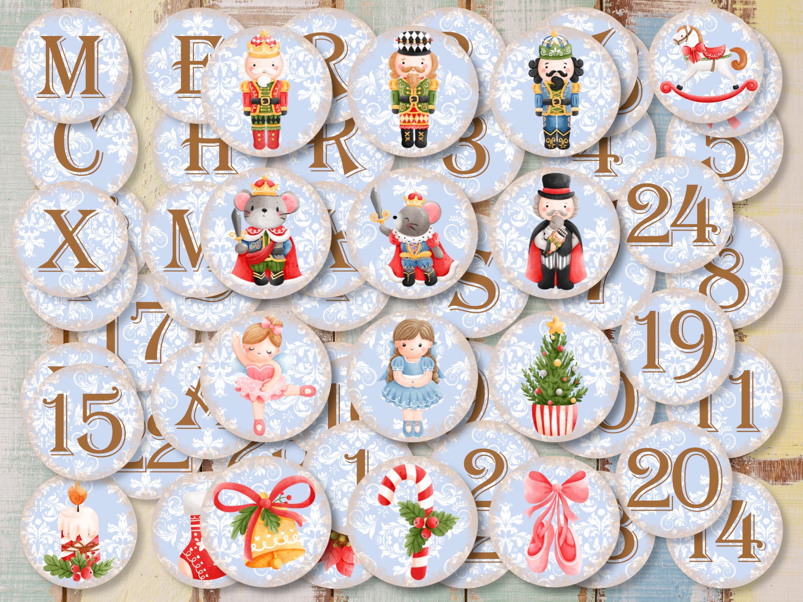 Junk Journal Kit, Christmas Circles 2.5 Inch, Christmas