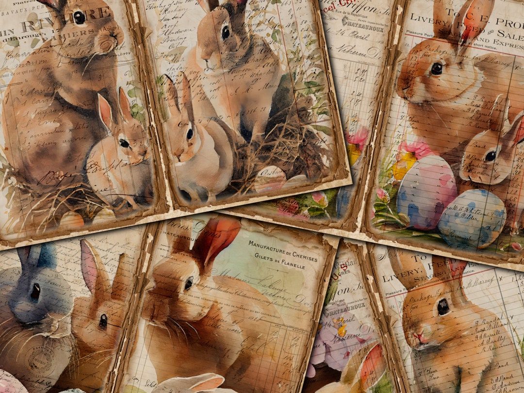Easter Bunny Junk Journal Kit, Vintage Ephemera (digital Paper) - Etsy
