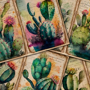 Diário de lixo para impressão, cacto, páginas de diário de cacto vintage, diário de lixo, kit digital de diário de lixo vintage, diário para impressão vintage
