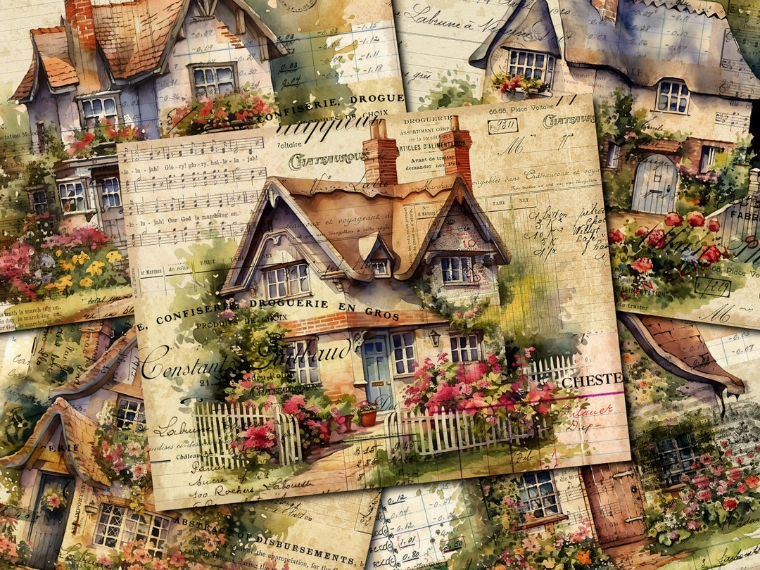 DIGITAL Vintage English Cottage House Junk Journal Kit - Cottage Pages ...