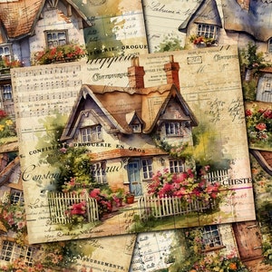 DIGITAL Vintage English Cottage House Junk Journal Kit - Cottage Pages - FA126