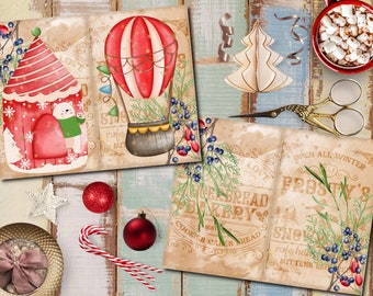Christmas Junk Journal Kit: Vintage Ephemera, Double Pages