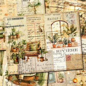 Kit de journal intime cottage cosy, kit de papier de scrapbooking numérique Cottagecore, éphémères de salon, feuille de collage aquarelle imprimable