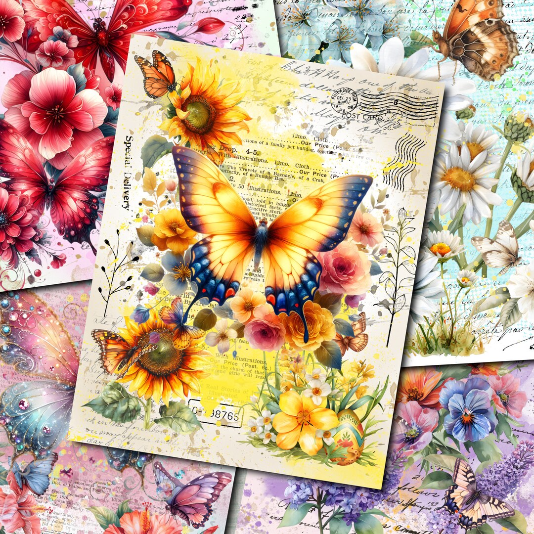Watercolor Butterfly Junk Journal Kit Fantasy Butterfly Journal Art ...