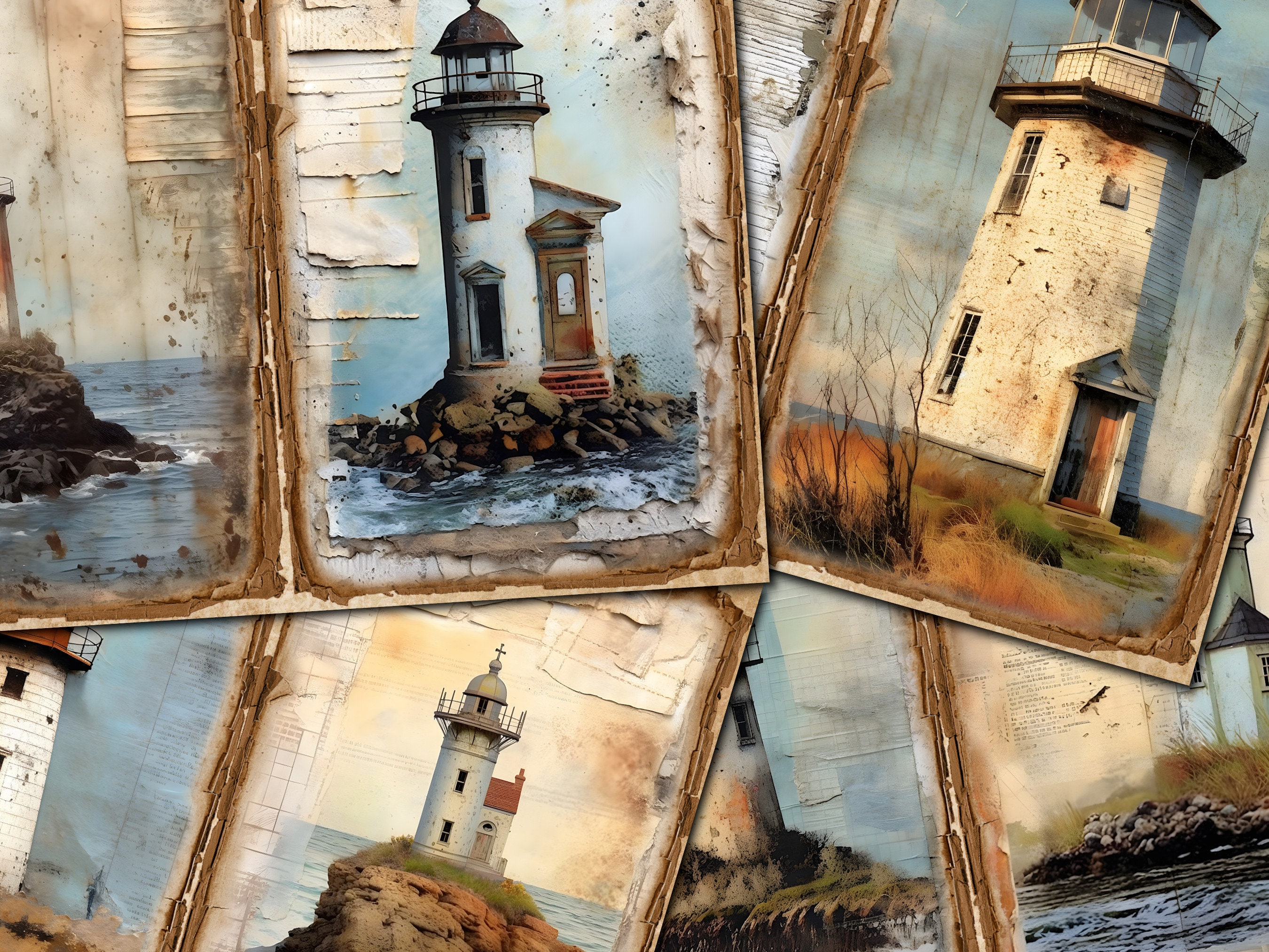 Lighthouse Junk Journal Printable: Vintage Double Pages (digital ...