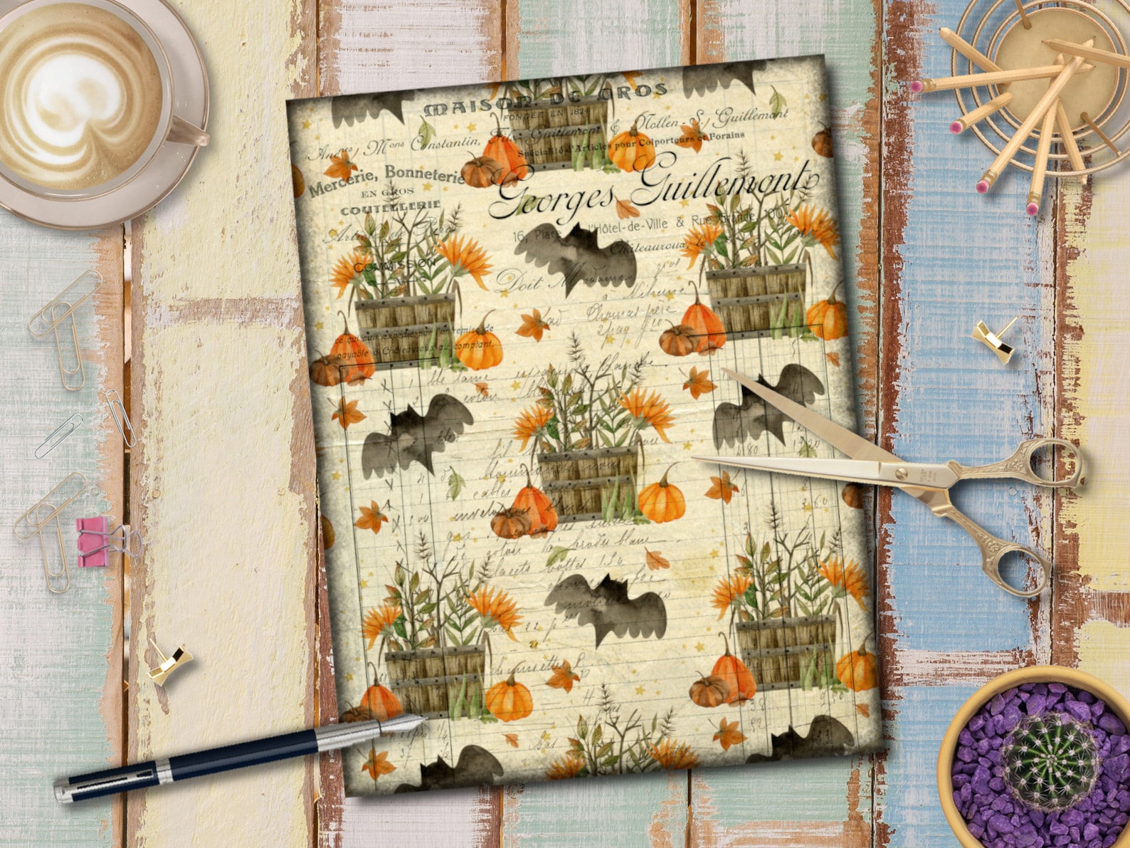 Halloween Junk Journal Kit: Printable Collage Papers, Tags, Cards ...