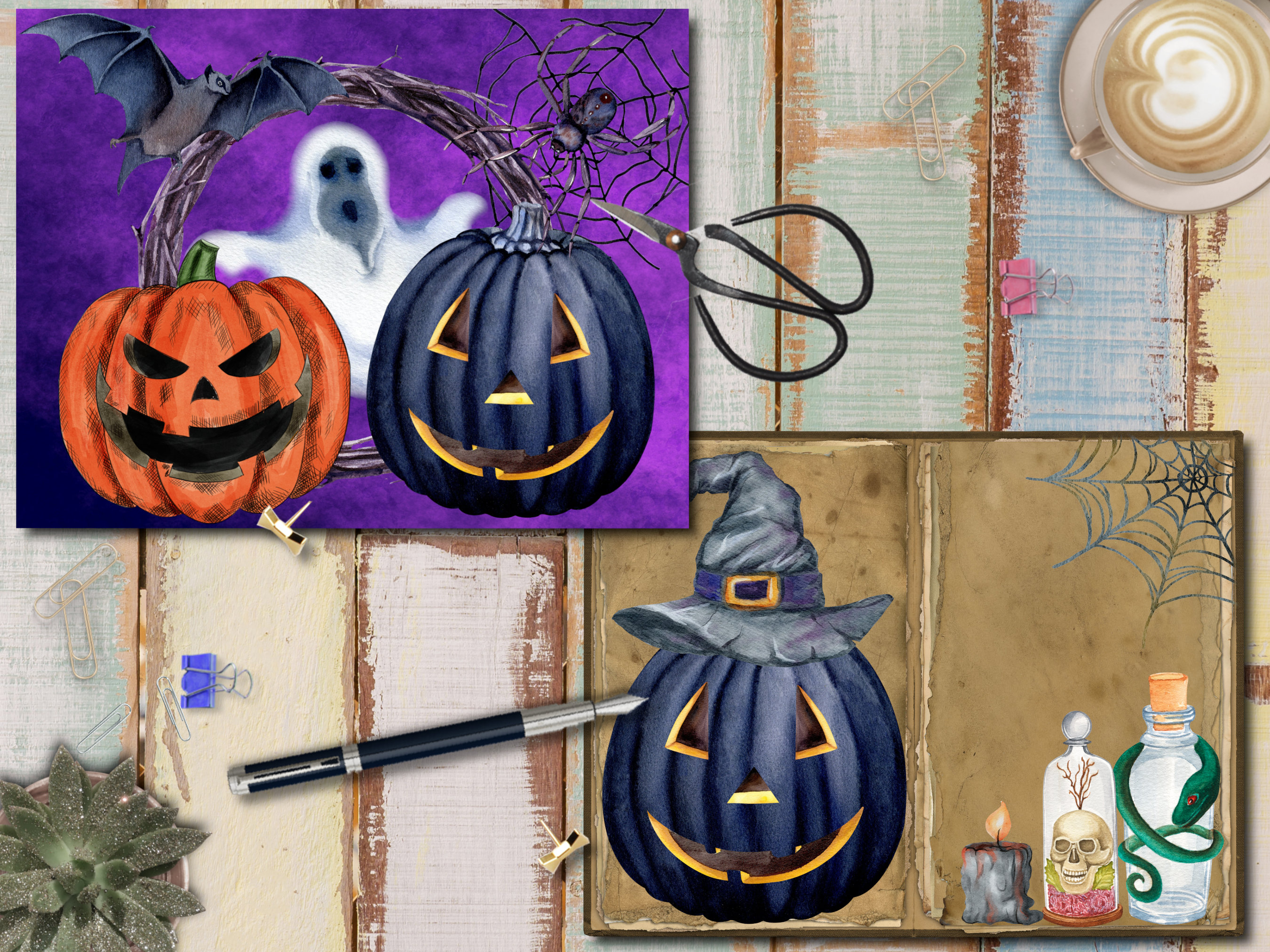 Halloween Junk Journal Digital Kit Printable Collage Papers - Etsy