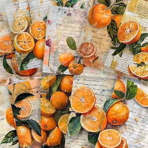 Orangen Junk Journal druckbare Seite, Orange Junk Journal Kit, Scrapbook Papier, digitale Collage Sheet, Frühling, sofortiger Download, printable